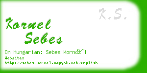 kornel sebes business card